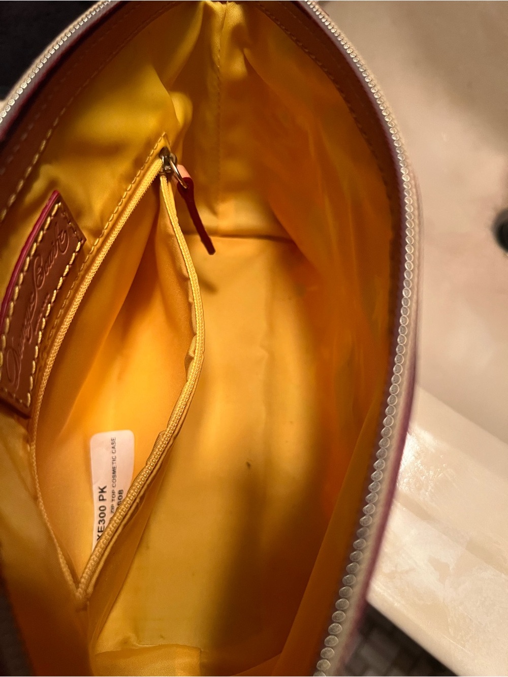 Dooney & Bourke Pink Floral Vinyl Makeup Bag with Gold Logo - Picture 3 of 4